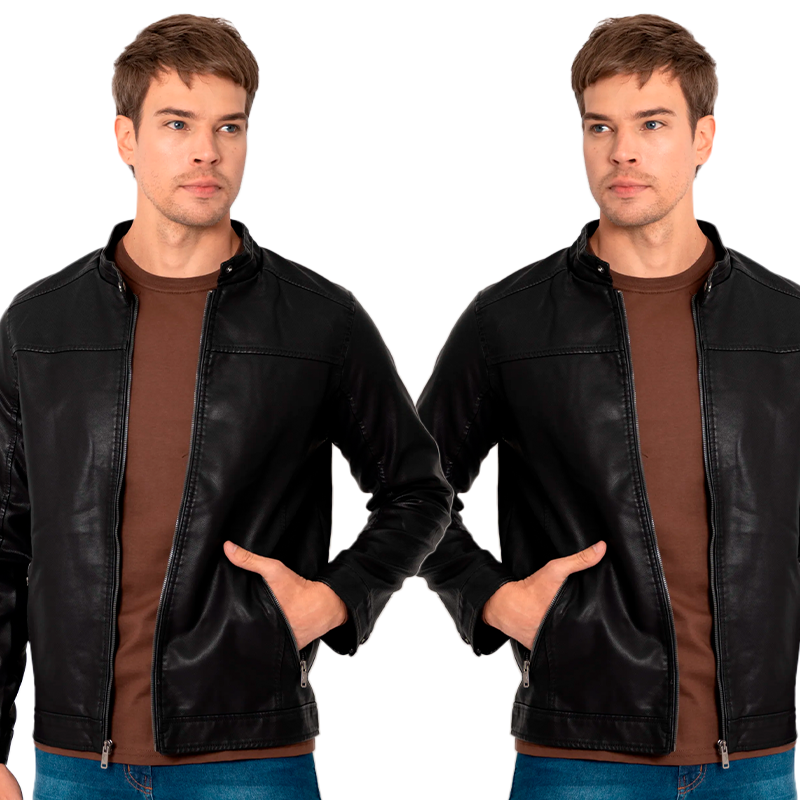 LEVE 2 PAGUE 1 - Jaqueta Masculina de Couro Italiano